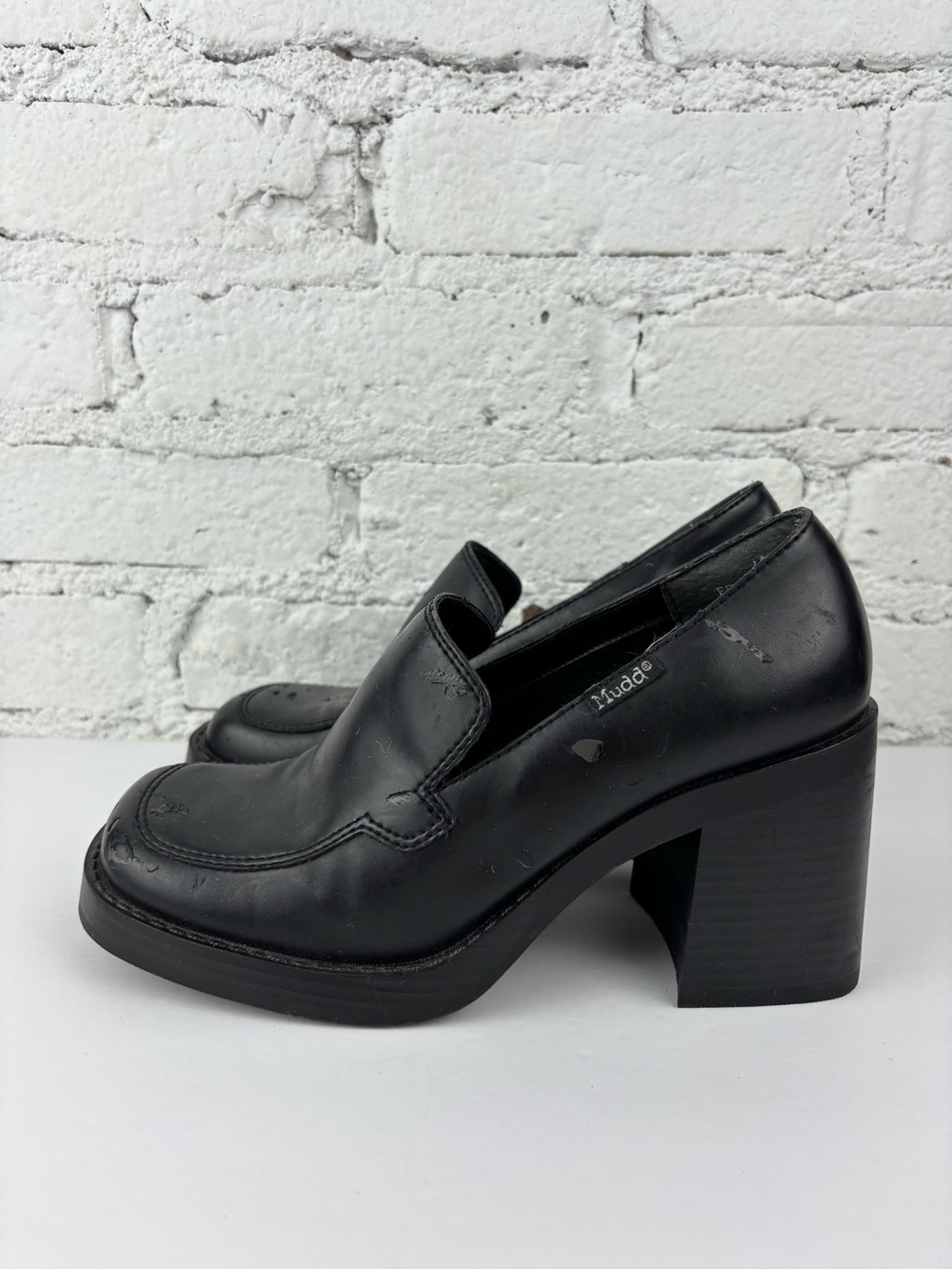 Vintage Mudd Black Block Heel Loafers